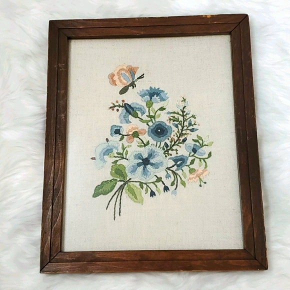 Vintage Bundle embroidered frame floral canvas handmade main image 2